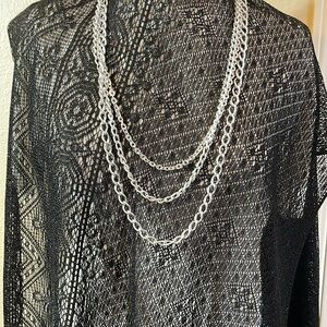 Elegant Silver tone 18” 3strand Chain Necklace c08